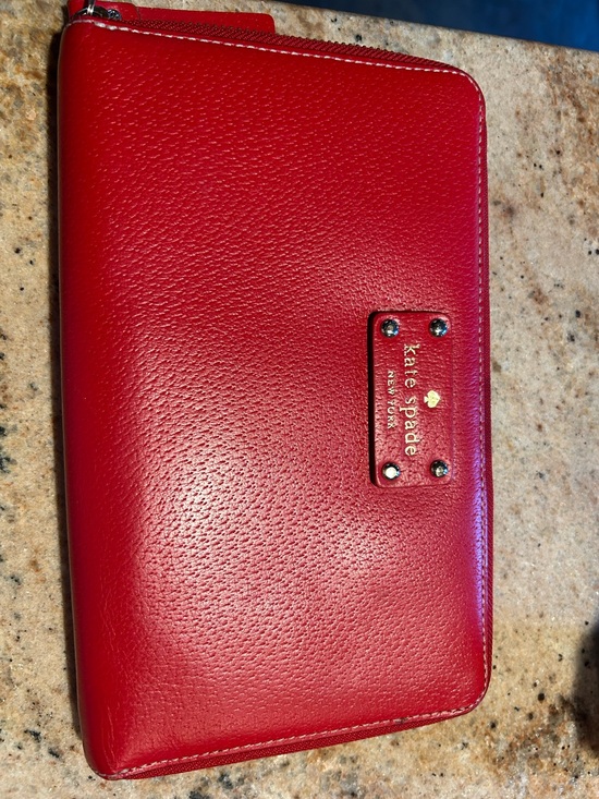 kate spade Handbags - Kate Spade New York “Wellesley” Bold Red Pebbled Leather Zip Portfolio 9”x5.75”